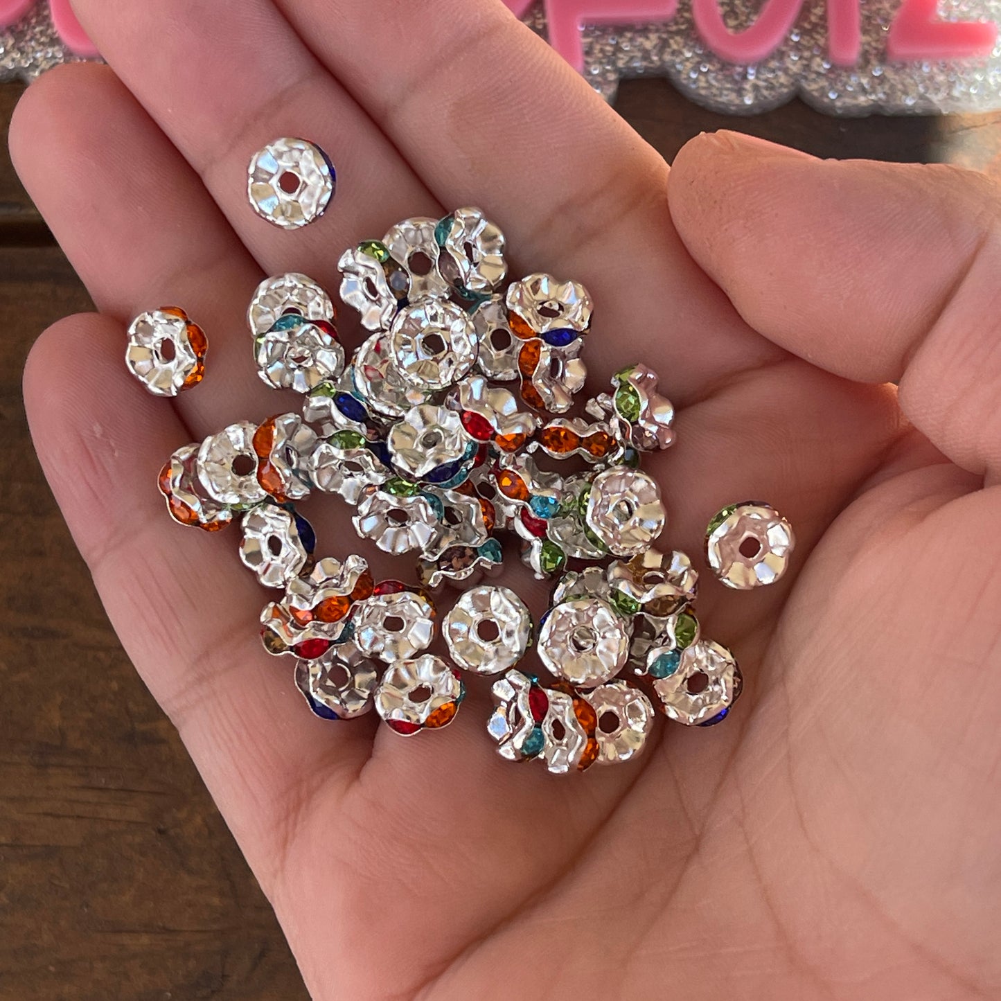 8MM Rhinestone Spacers (50pcs bag)