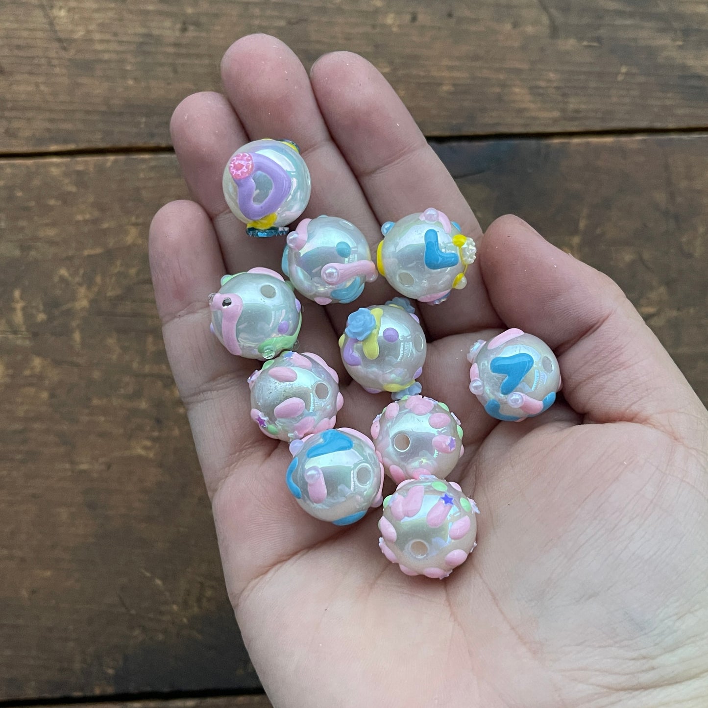 Pastel Pearl Hand Painted Beads for Pen