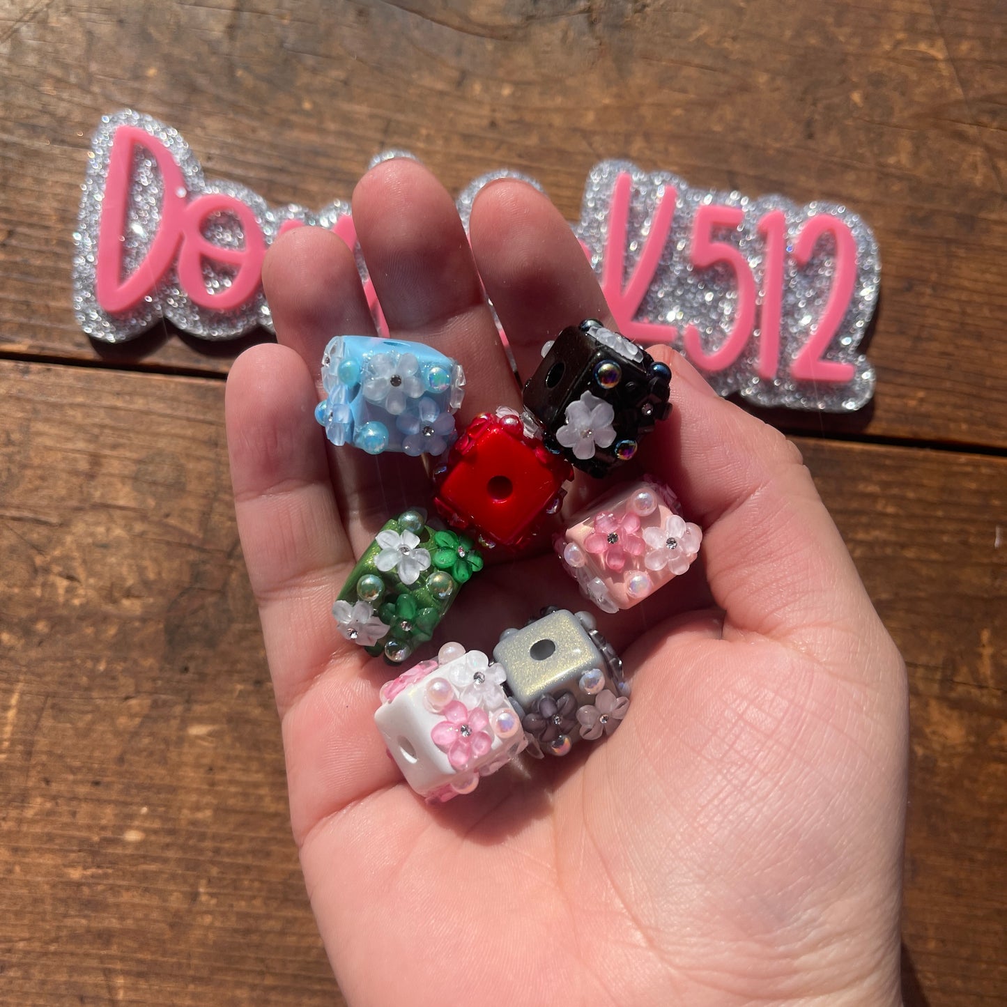 16mm Fancy Flower and Pearl Cube Bead