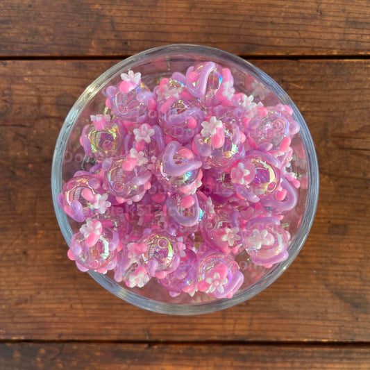 16mm Hand Painted Fancy Pink and Purple Floral for Pen