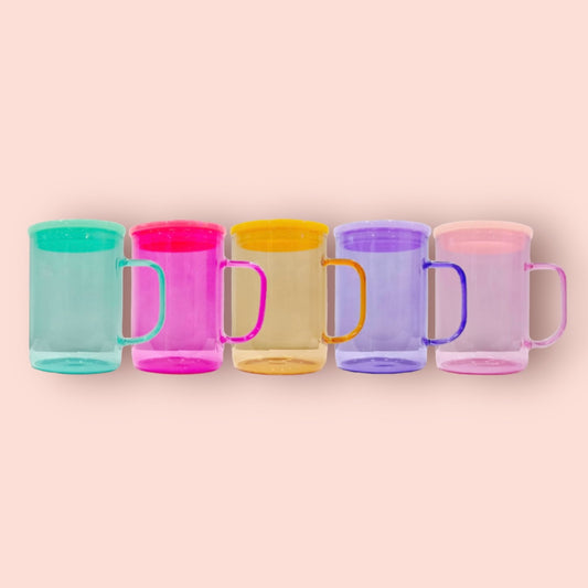 17oz Glass Mug Jelly, Plastic Lid, Jelly UV DTF Glass Mug