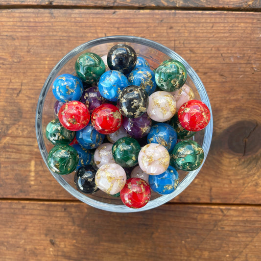 16mm gold flake resin beads