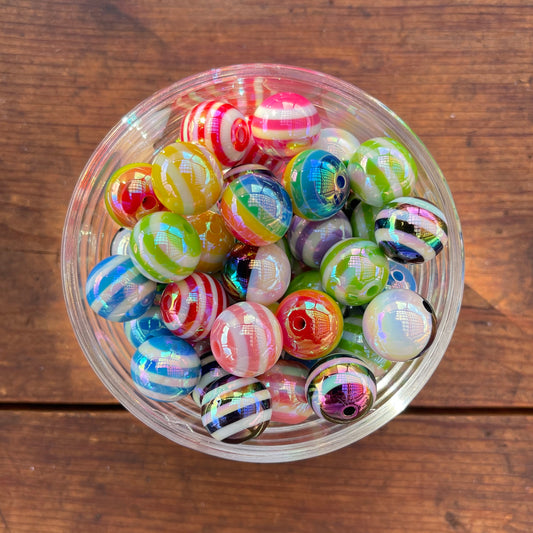 16mm Striped Acrylic Bead for Pen